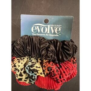 3 Hair Ties Scrunchies EVOLVE 1 Pack Black Red Multicolor Print